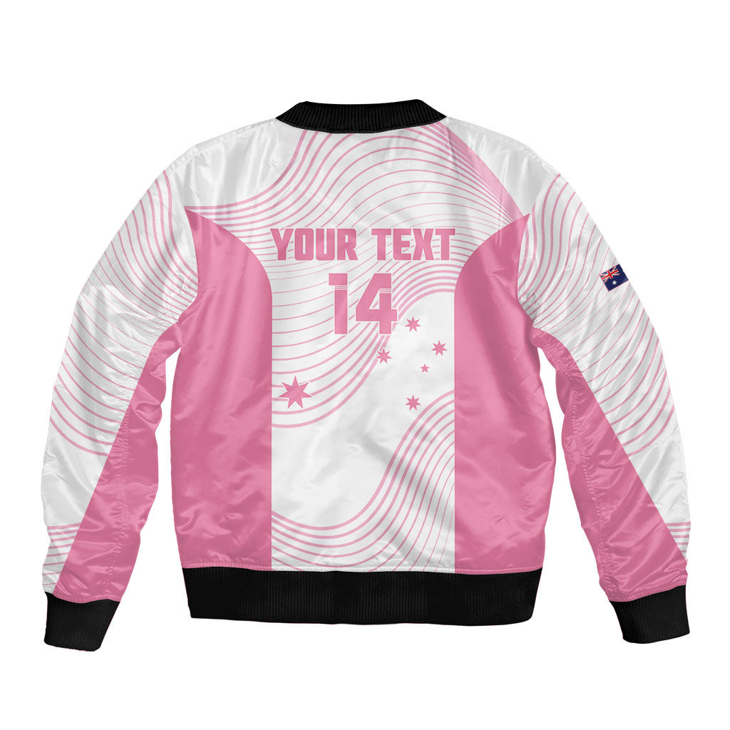Custom Bowls Australia Breast Cancer Bomber Jacket Pink Ribbon Curve Sporty