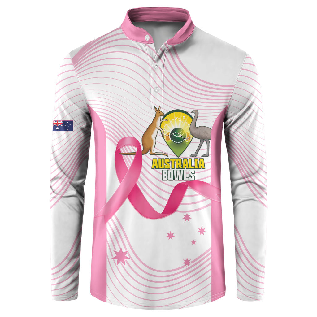 Custom Bowls Australia Breast Cancer Button Sweatshirt Pink Ribbon Curve Sporty