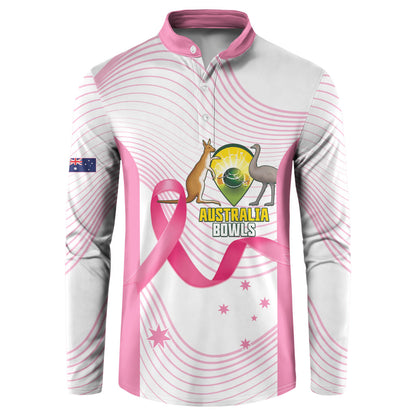 Custom Bowls Australia Breast Cancer Button Sweatshirt Pink Ribbon Curve Sporty