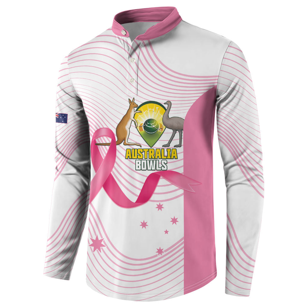Custom Bowls Australia Breast Cancer Button Sweatshirt Pink Ribbon Curve Sporty