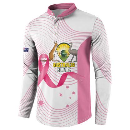 Custom Bowls Australia Breast Cancer Button Sweatshirt Pink Ribbon Curve Sporty