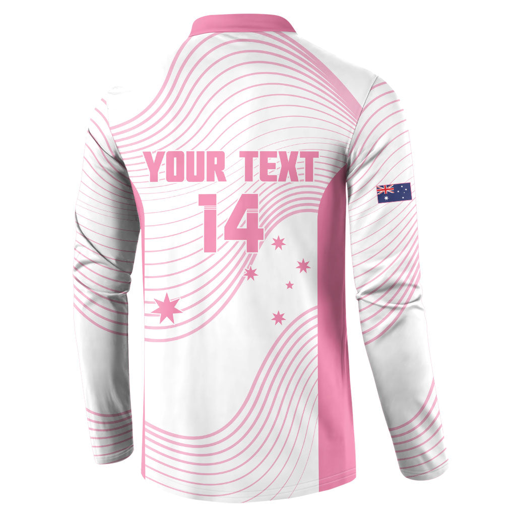 Custom Bowls Australia Breast Cancer Button Sweatshirt Pink Ribbon Curve Sporty