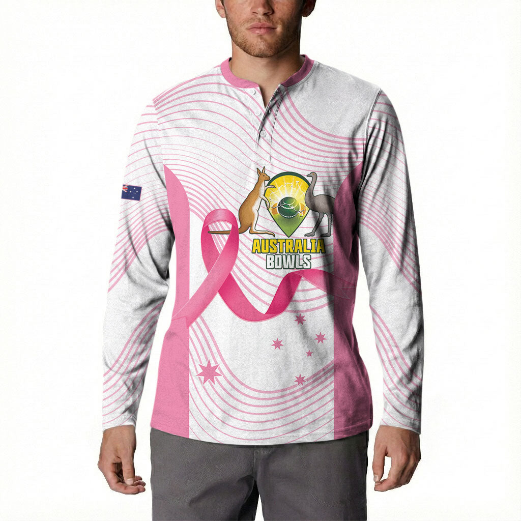 Custom Bowls Australia Breast Cancer Button Sweatshirt Pink Ribbon Curve Sporty