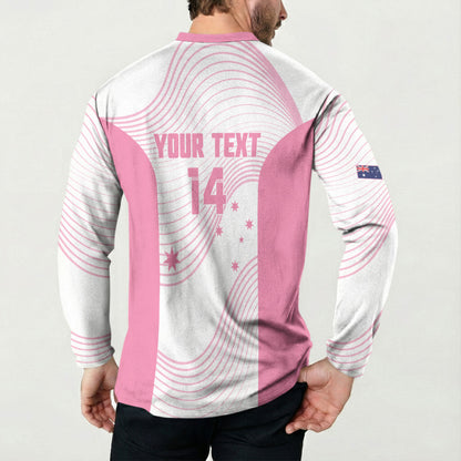 Custom Bowls Australia Breast Cancer Button Sweatshirt Pink Ribbon Curve Sporty