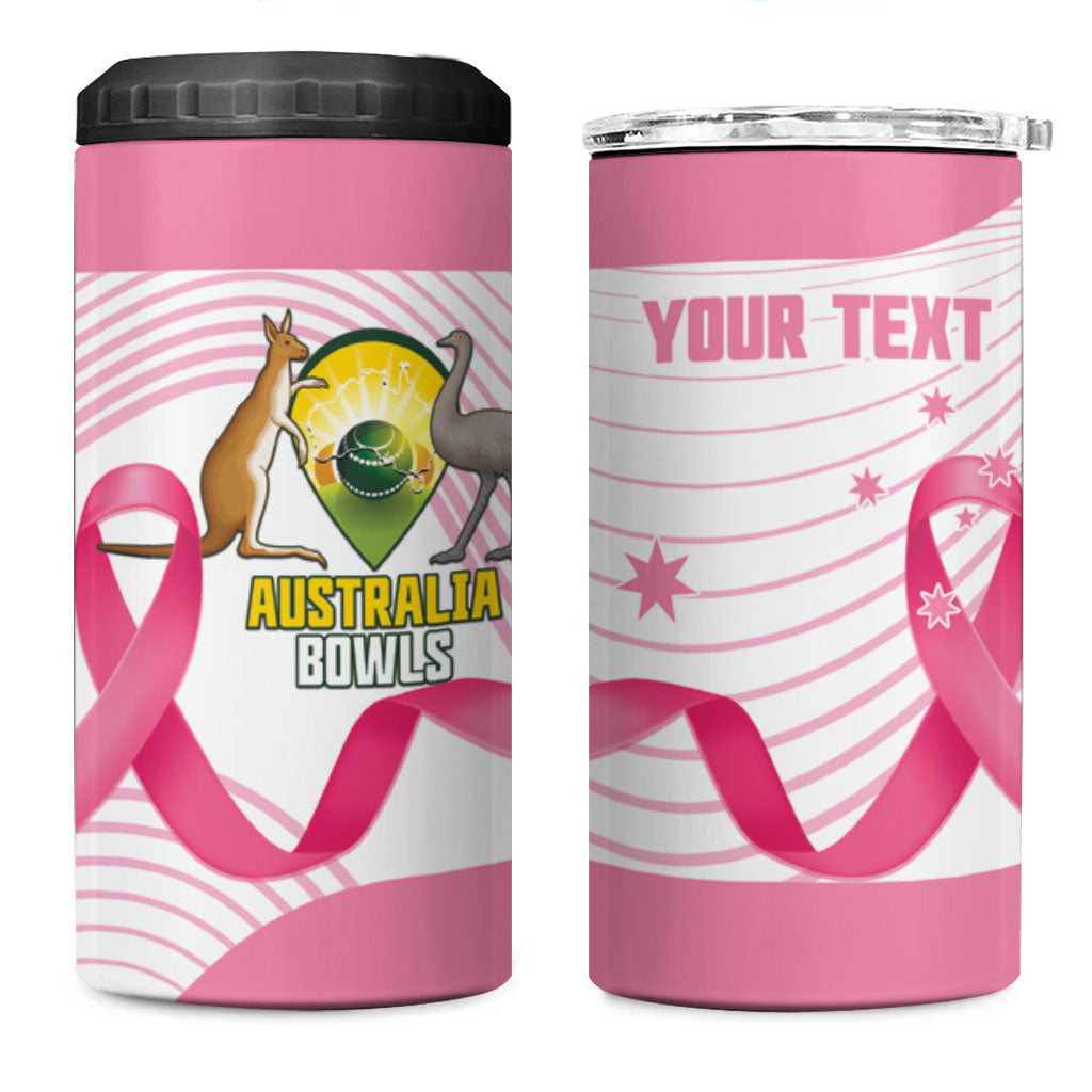Custom Bowls Australia Breast Cancer 4 in 1 Can Cooler Tumbler Pink Ribbon Curve Sporty
