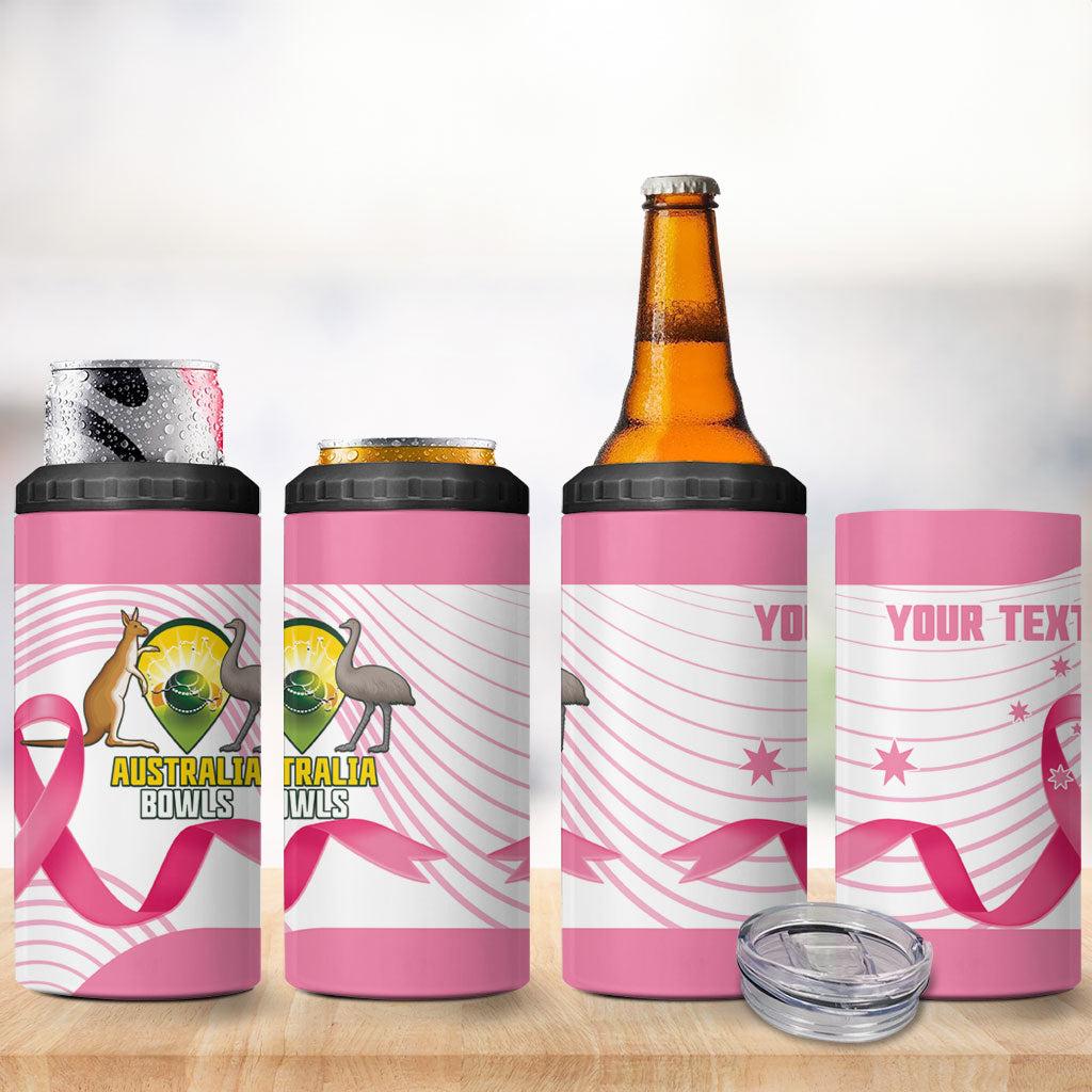 Custom Bowls Australia Breast Cancer 4 in 1 Can Cooler Tumbler Pink Ribbon Curve Sporty