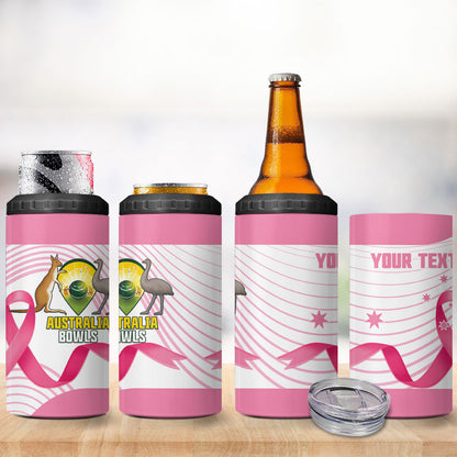 Custom Bowls Australia Breast Cancer 4 in 1 Can Cooler Tumbler Pink Ribbon Curve Sporty