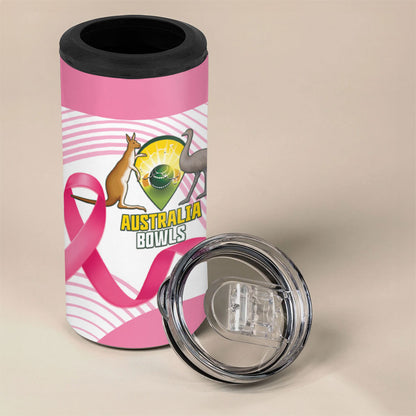 Custom Bowls Australia Breast Cancer 4 in 1 Can Cooler Tumbler Pink Ribbon Curve Sporty
