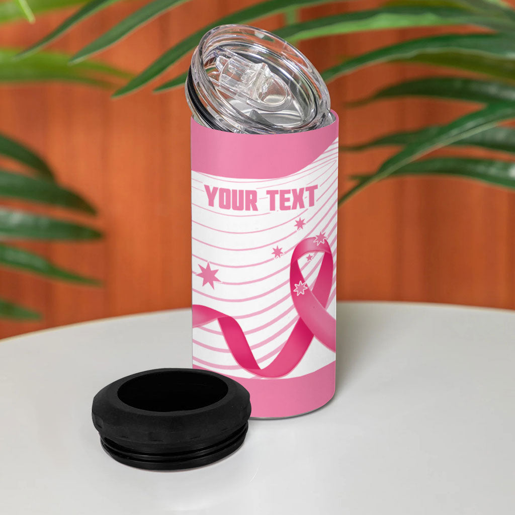 Custom Bowls Australia Breast Cancer 4 in 1 Can Cooler Tumbler Pink Ribbon Curve Sporty