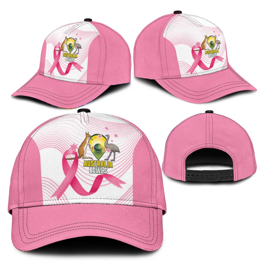 Bowls Australia Breast Cancer Classic Cap Pink Ribbon Curve Sporty