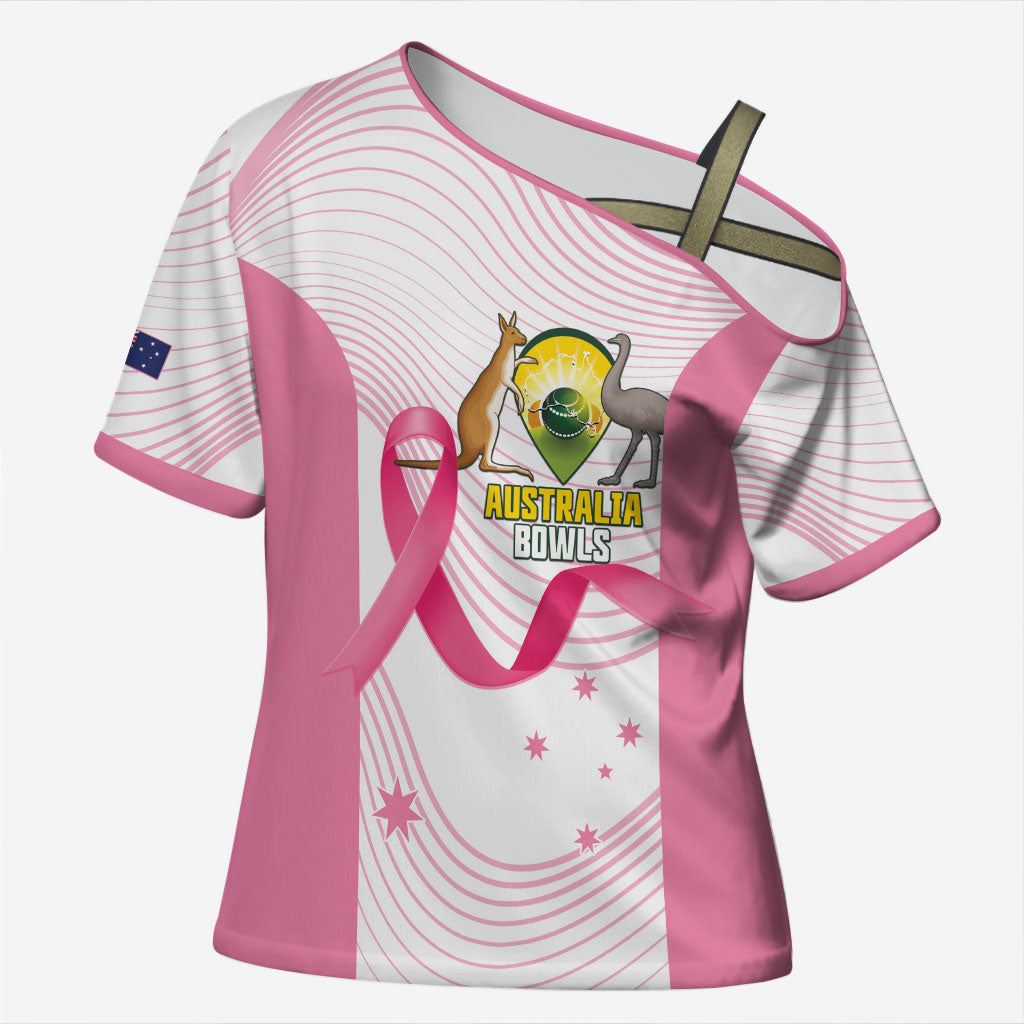 Custom Bowls Australia Breast Cancer Cross Shoulder Shirt Pink Ribbon Curve Sporty