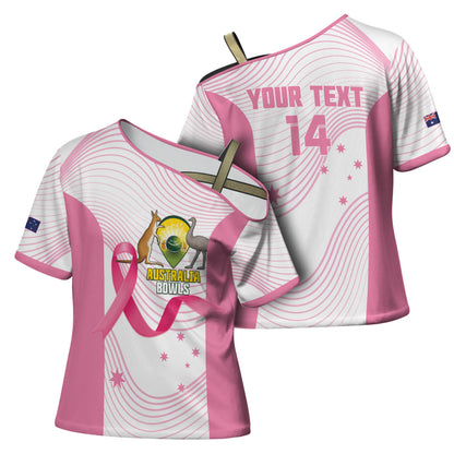 Custom Bowls Australia Breast Cancer Cross Shoulder Shirt Pink Ribbon Curve Sporty