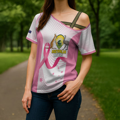 Custom Bowls Australia Breast Cancer Cross Shoulder Shirt Pink Ribbon Curve Sporty