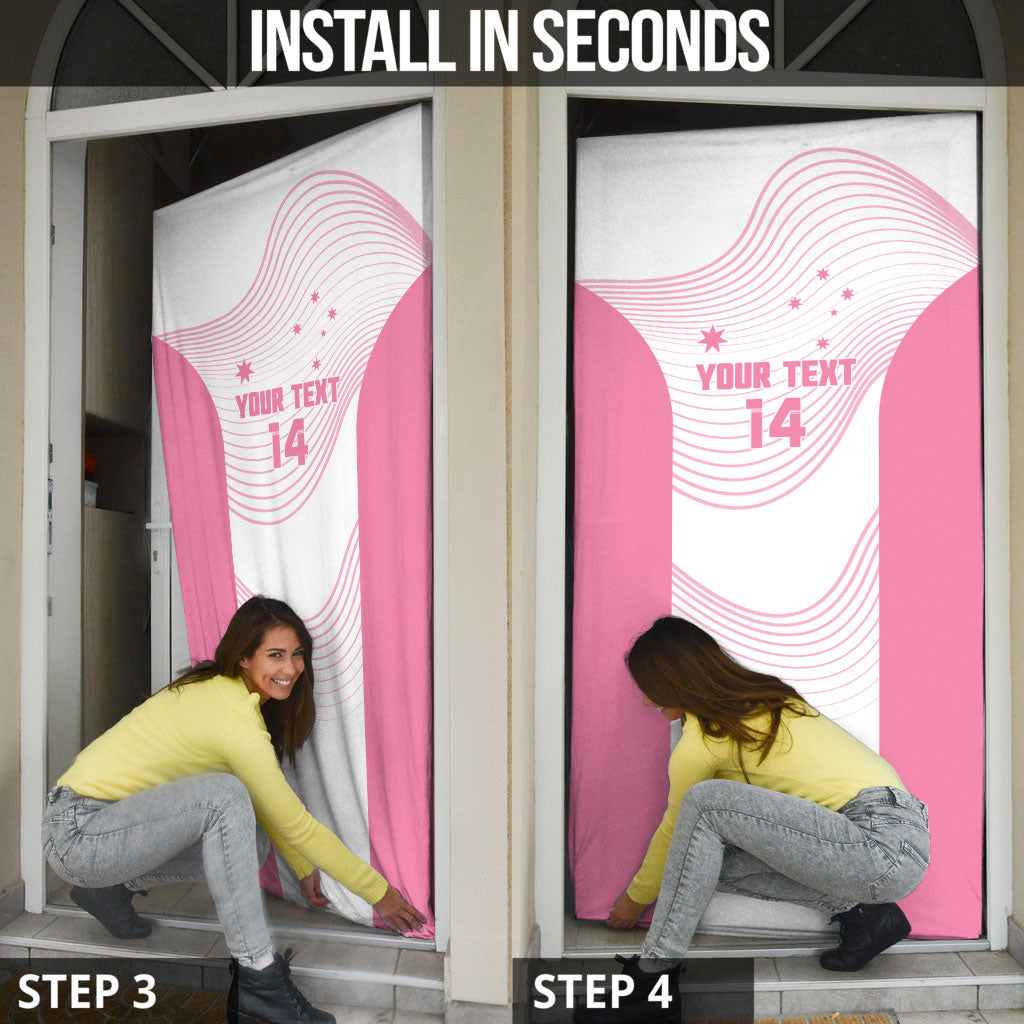 Custom Bowls Australia Breast Cancer Door Cover Pink Ribbon Curve Sporty