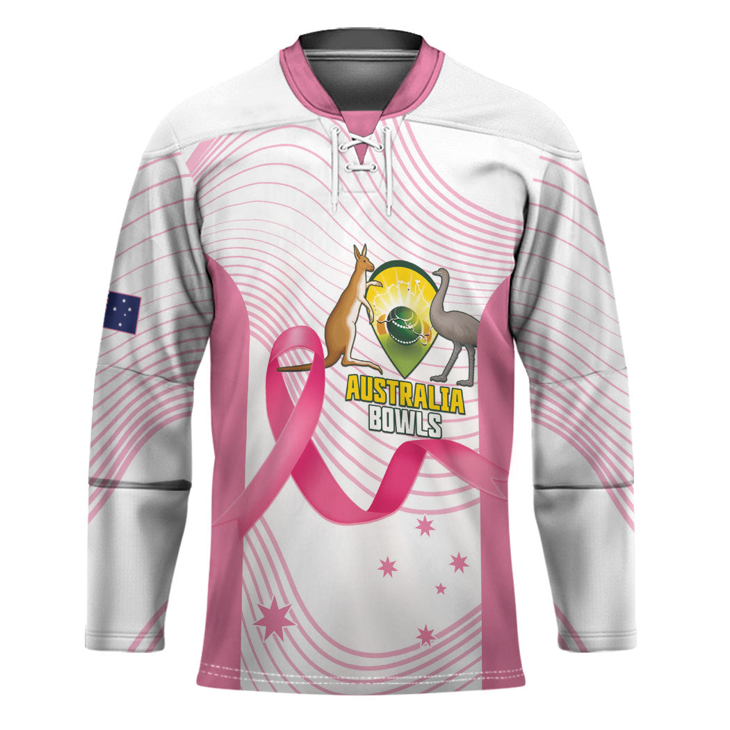 Custom Bowls Australia Breast Cancer Hockey Jersey Pink Ribbon Curve Sporty