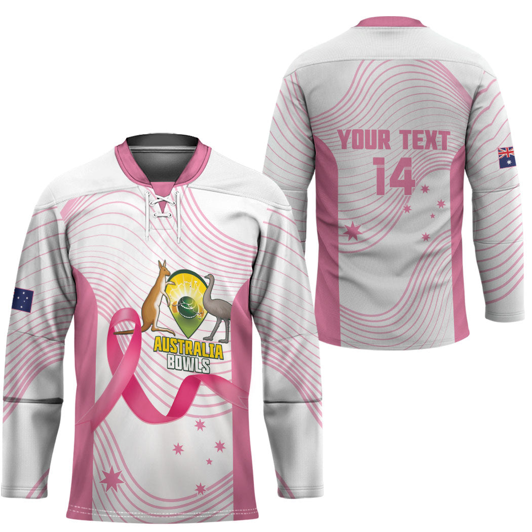 Custom Bowls Australia Breast Cancer Hockey Jersey Pink Ribbon Curve Sporty