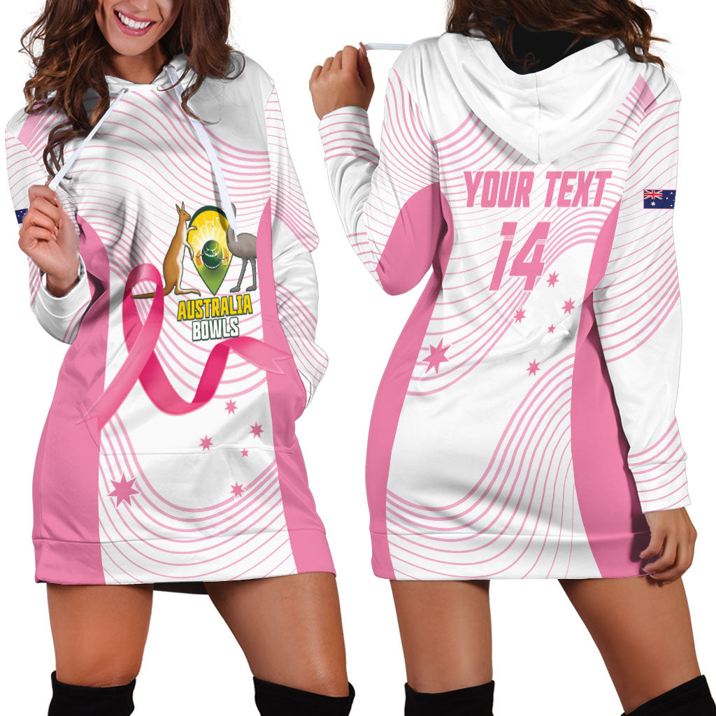 Custom Bowls Australia Breast Cancer Hoodie Dress Pink Ribbon Curve Sporty