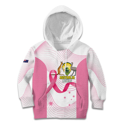 Custom Bowls Australia Breast Cancer Kid Hoodie Pink Ribbon Curve Sporty