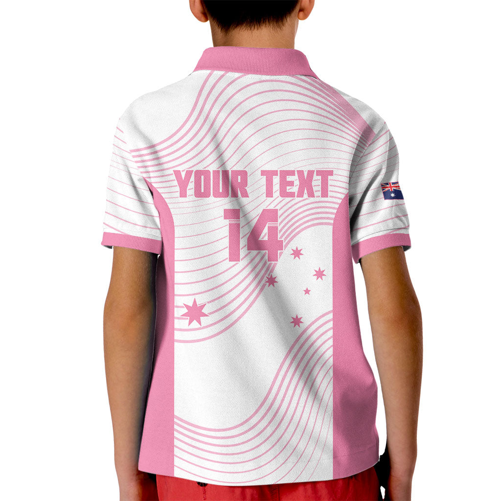 Custom Bowls Australia Breast Cancer Kid Polo Shirt Pink Ribbon Curve Sporty