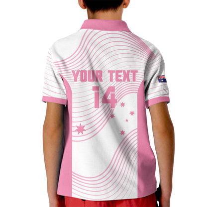 Custom Bowls Australia Breast Cancer Kid Polo Shirt Pink Ribbon Curve Sporty