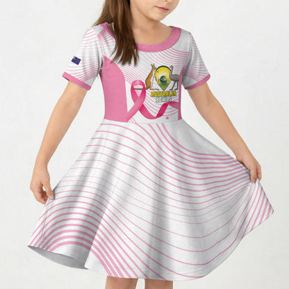 Custom Bowls Australia Breast Cancer Kid Short Sleeve Dress Pink Ribbon Curve Sporty
