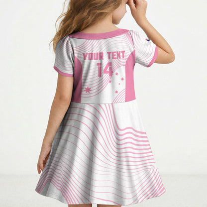 Custom Bowls Australia Breast Cancer Kid Short Sleeve Dress Pink Ribbon Curve Sporty