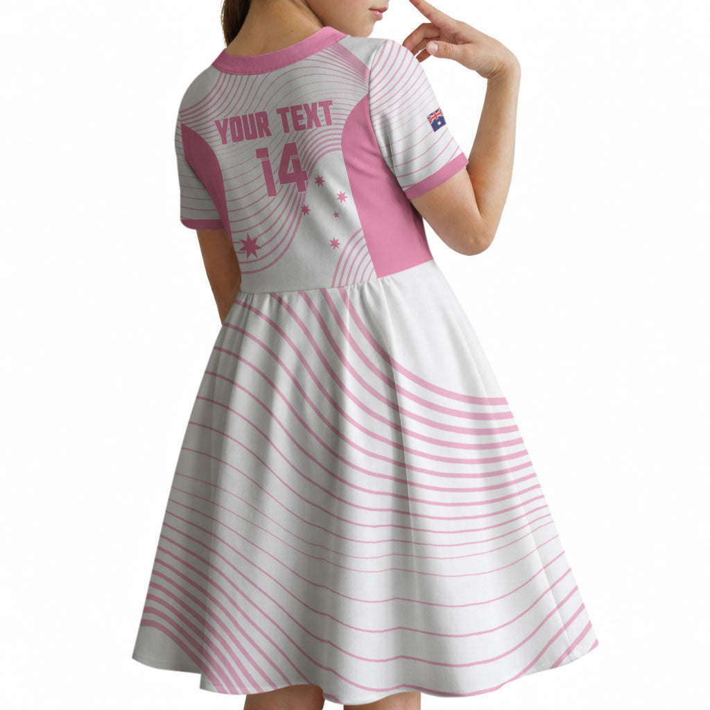 Custom Bowls Australia Breast Cancer Kid Short Sleeve Dress Pink Ribbon Curve Sporty
