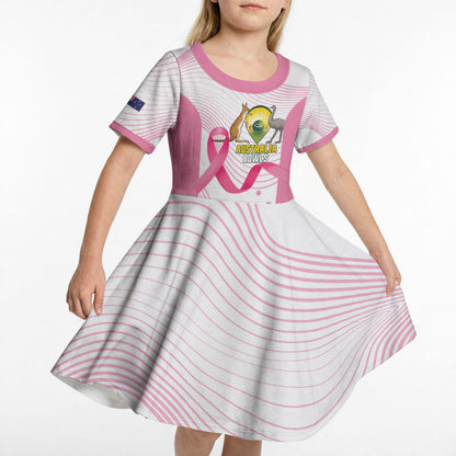 Custom Bowls Australia Breast Cancer Kid Short Sleeve Dress Pink Ribbon Curve Sporty