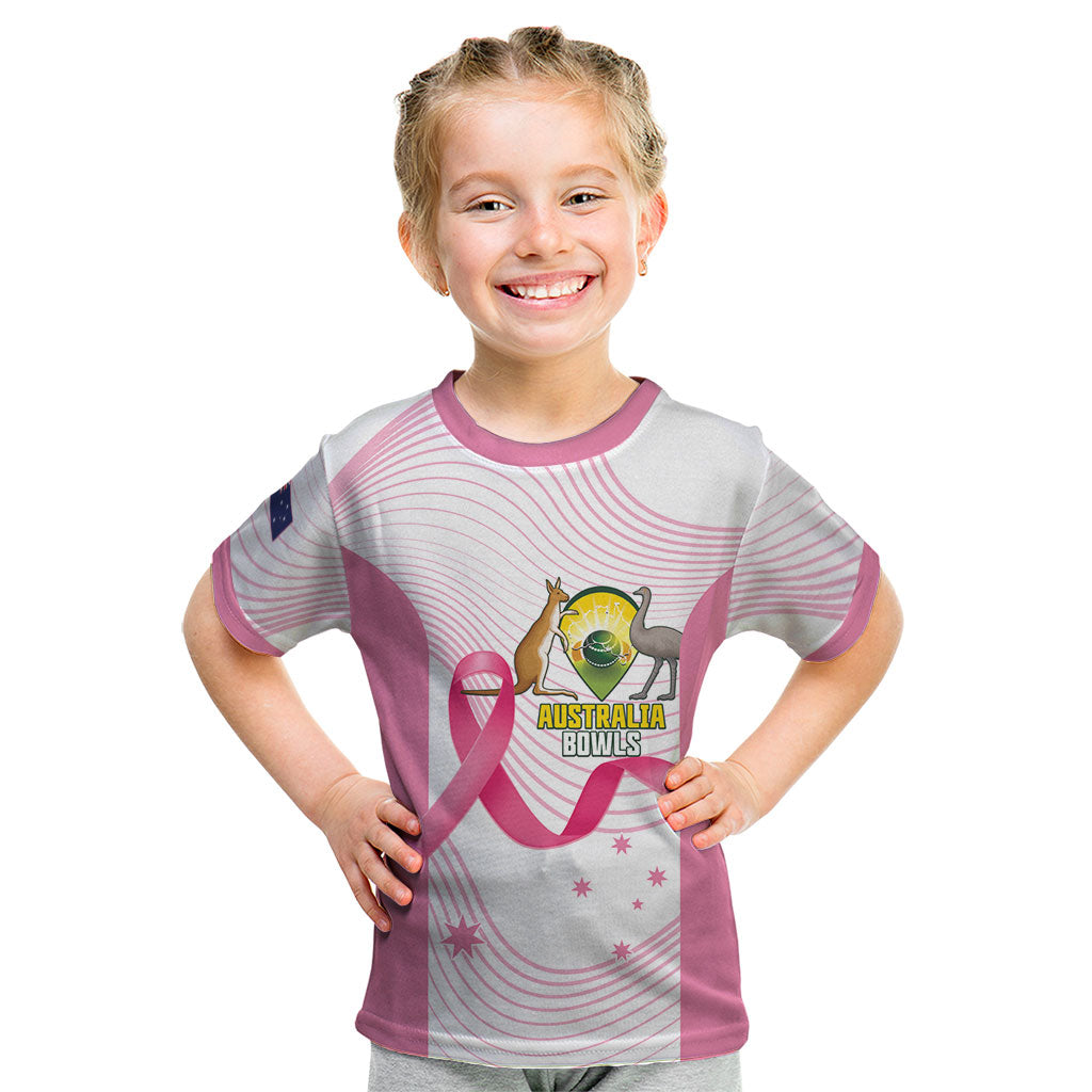 Custom Bowls Australia Breast Cancer Kid T Shirt Pink Ribbon Curve Sporty