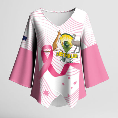 Custom Bowls Australia Breast Cancer Kimono Sleeve Blouse Pink Ribbon Curve Sporty