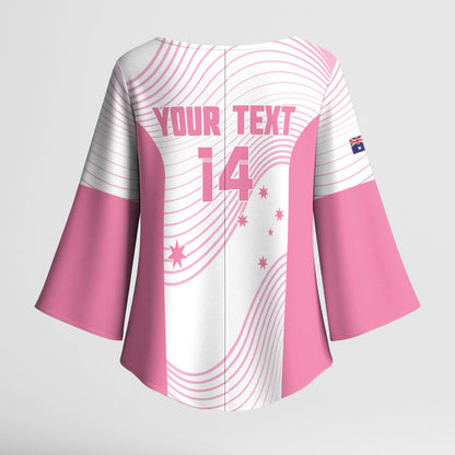 Custom Bowls Australia Breast Cancer Kimono Sleeve Blouse Pink Ribbon Curve Sporty