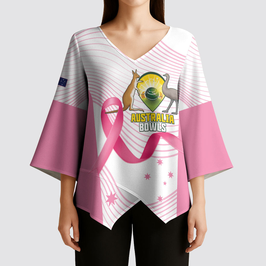 Custom Bowls Australia Breast Cancer Kimono Sleeve Blouse Pink Ribbon Curve Sporty