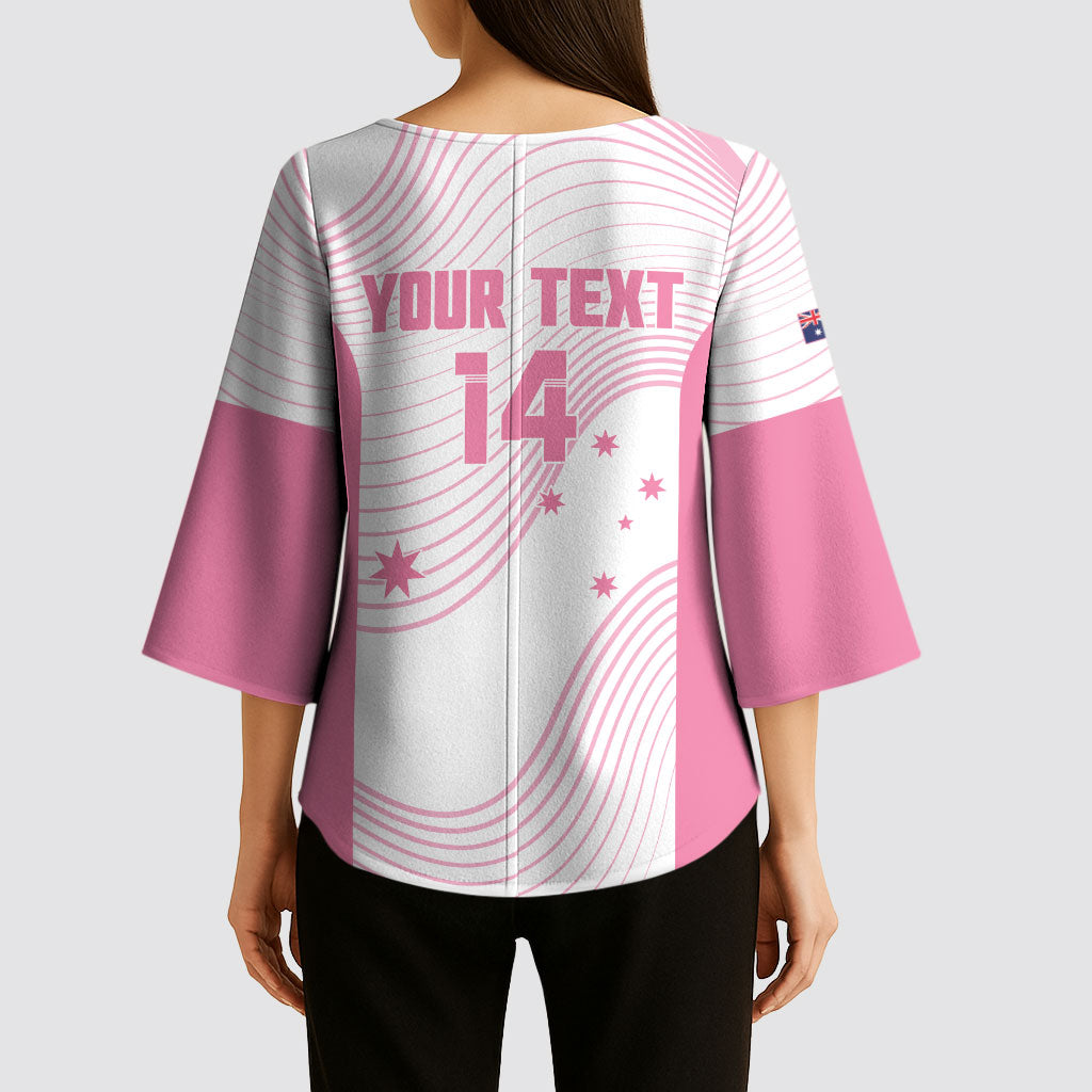 Custom Bowls Australia Breast Cancer Kimono Sleeve Blouse Pink Ribbon Curve Sporty