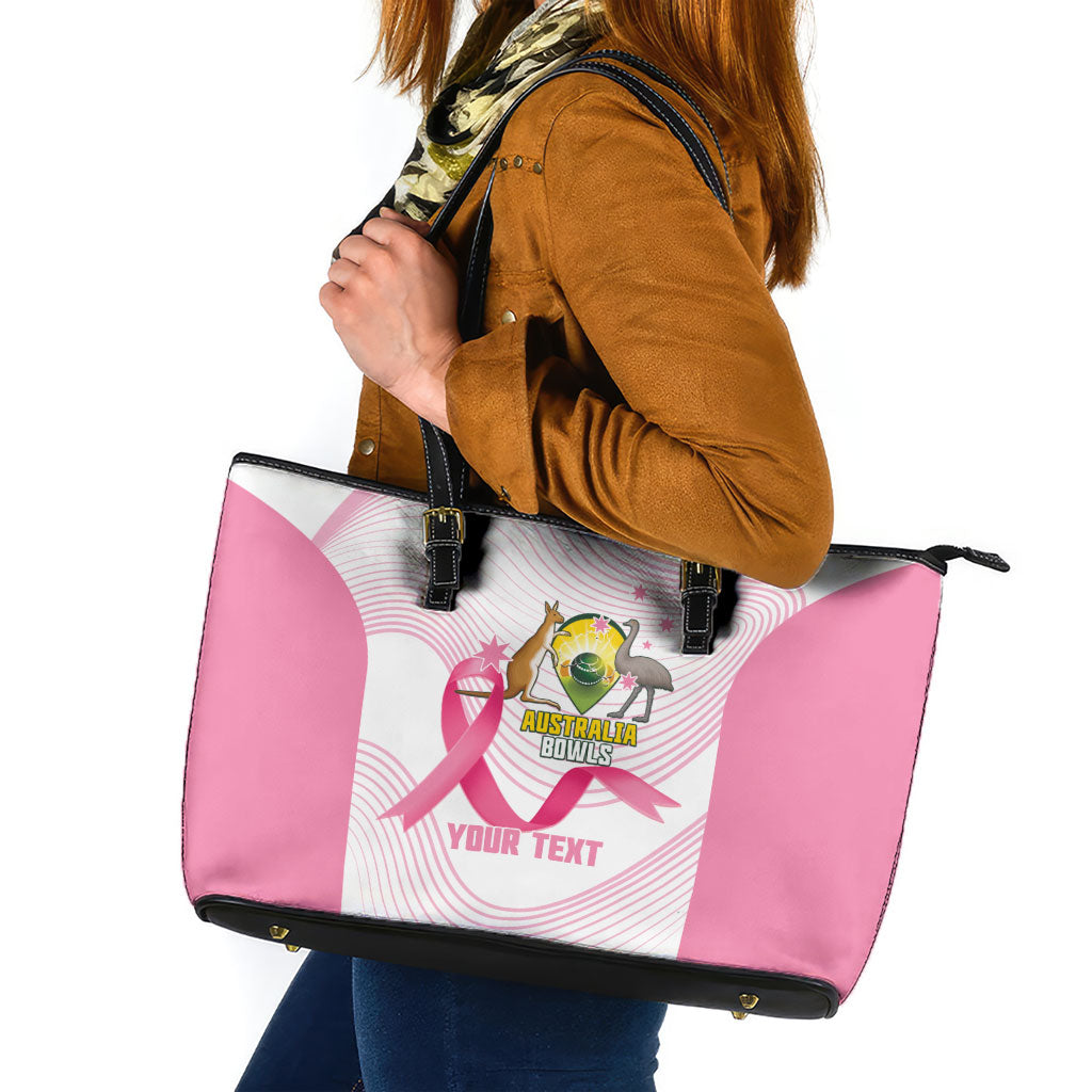 Custom Bowls Australia Breast Cancer Leather Tote Bag Pink Ribbon Curve Sporty