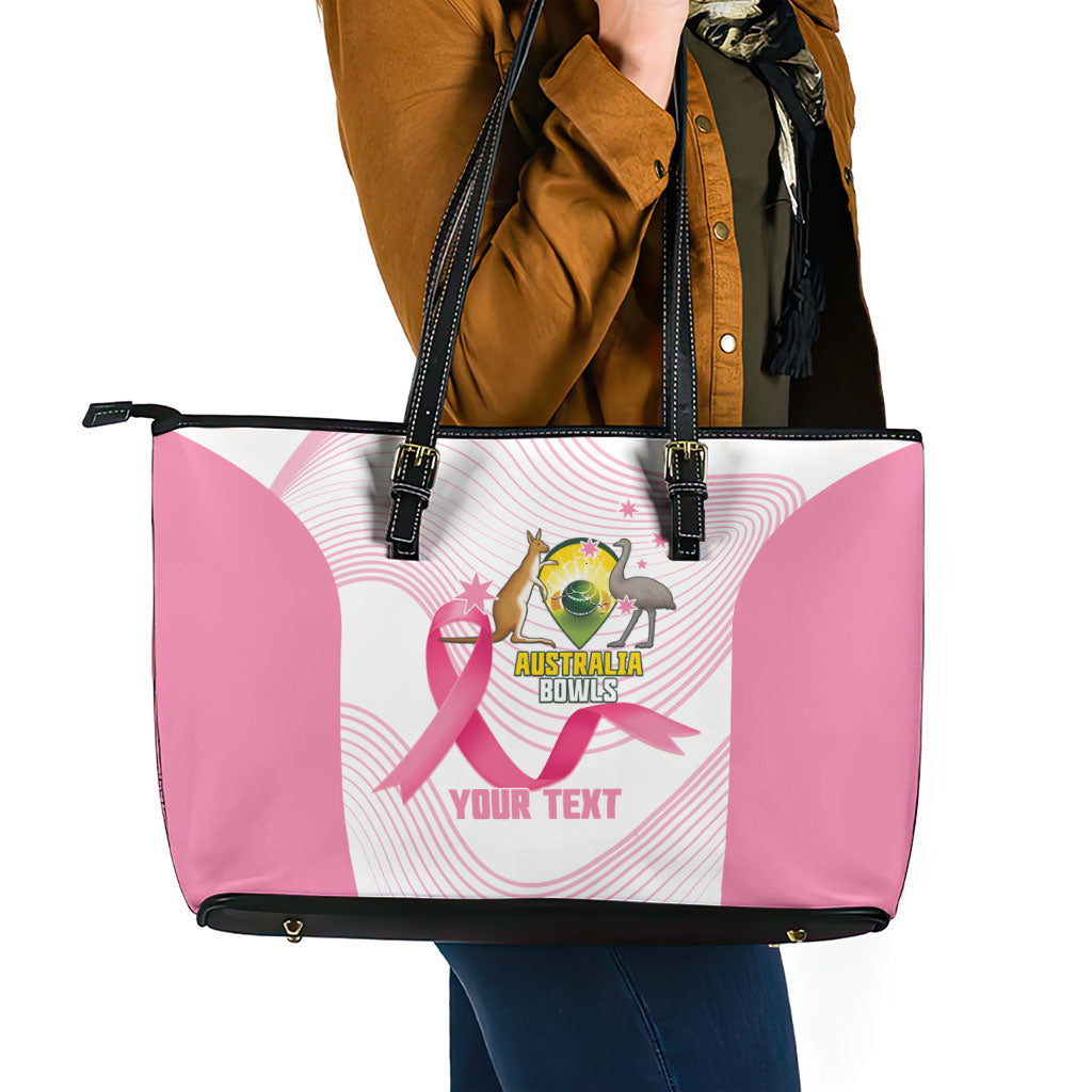 Custom Bowls Australia Breast Cancer Leather Tote Bag Pink Ribbon Curve Sporty