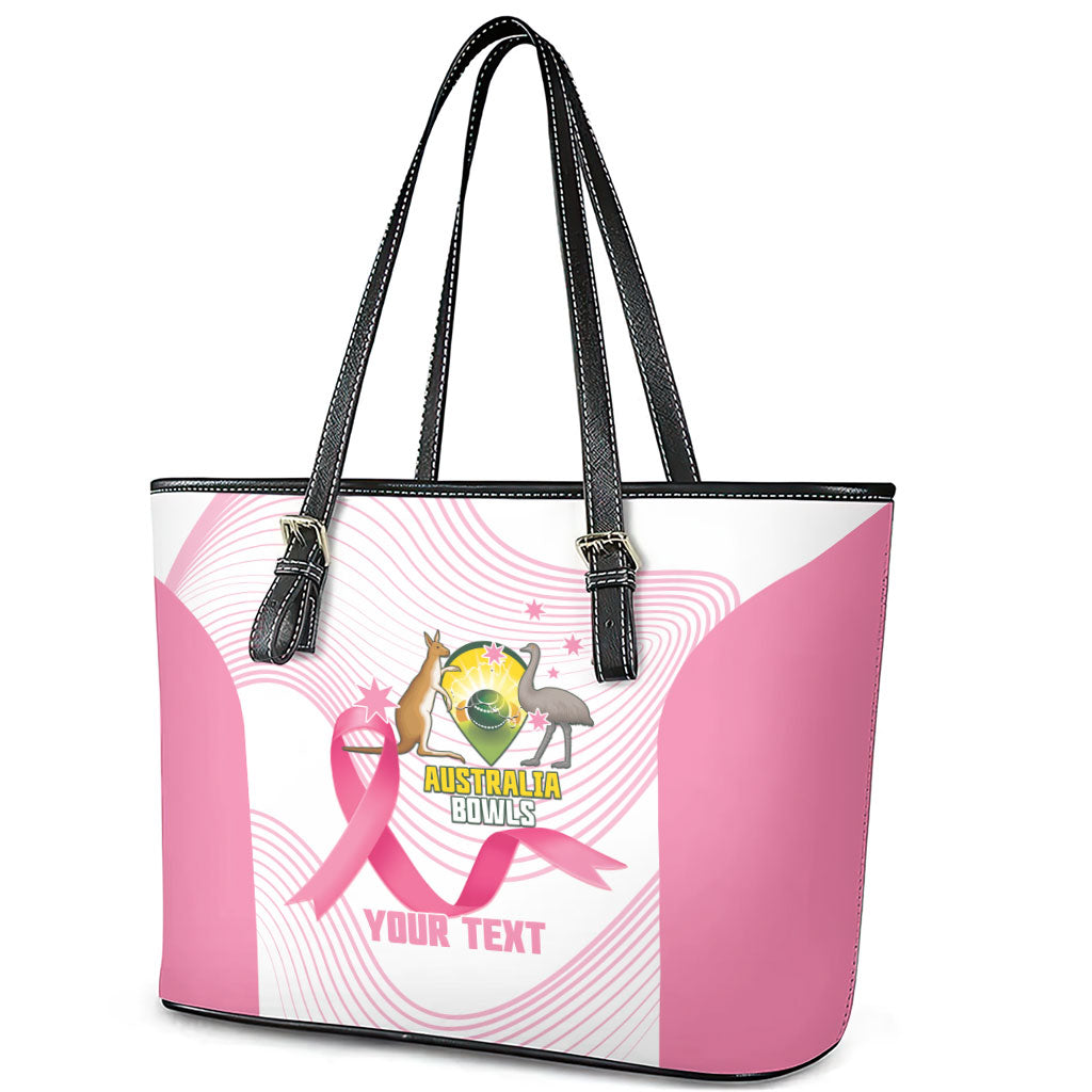 Custom Bowls Australia Breast Cancer Leather Tote Bag Pink Ribbon Curve Sporty