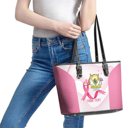 Custom Bowls Australia Breast Cancer Leather Tote Bag Pink Ribbon Curve Sporty