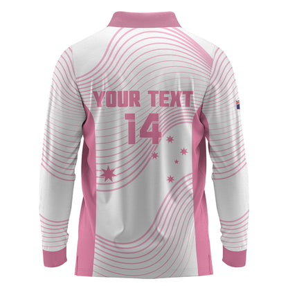 Custom Bowls Australia Breast Cancer Long Sleeve Polo Shirt Pink Ribbon Curve Sporty