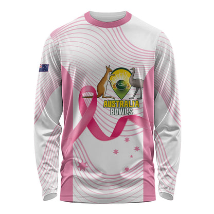 Custom Bowls Australia Breast Cancer Long Sleeve Shirt Pink Ribbon Curve Sporty