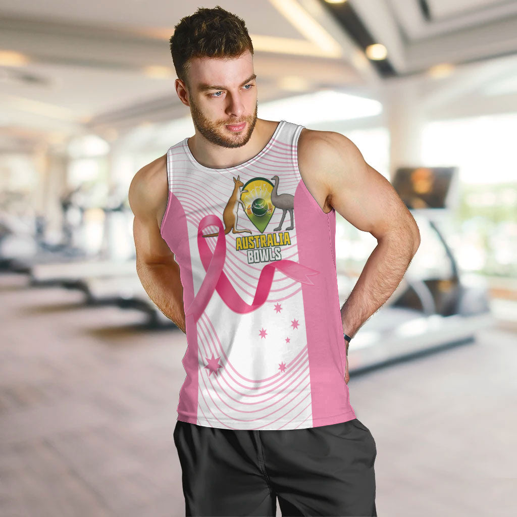Custom Bowls Australia Breast Cancer Men Tank Top Pink Ribbon Curve Sporty