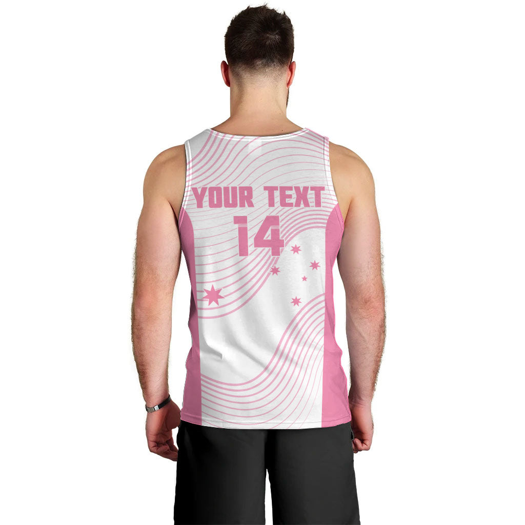 Custom Bowls Australia Breast Cancer Men Tank Top Pink Ribbon Curve Sporty