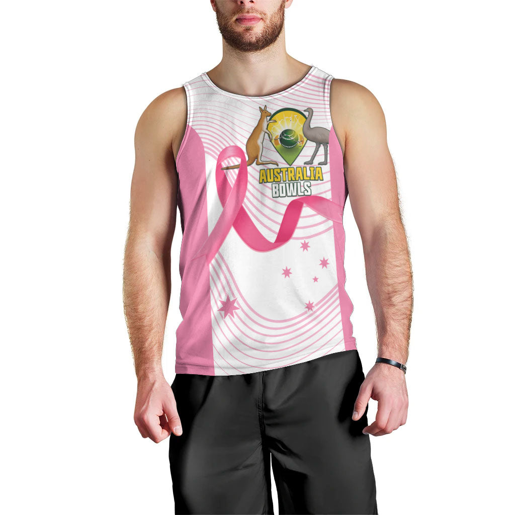 Custom Bowls Australia Breast Cancer Men Tank Top Pink Ribbon Curve Sporty