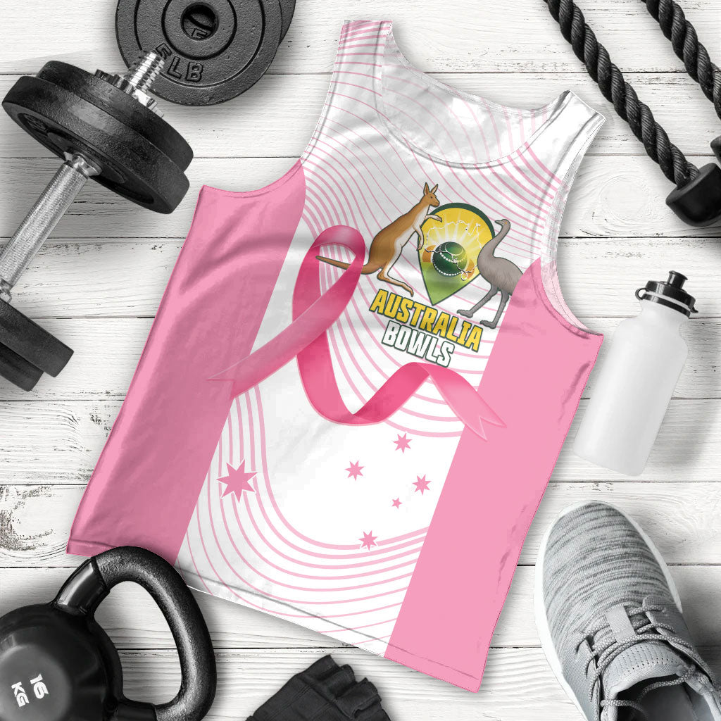 Custom Bowls Australia Breast Cancer Men Tank Top Pink Ribbon Curve Sporty