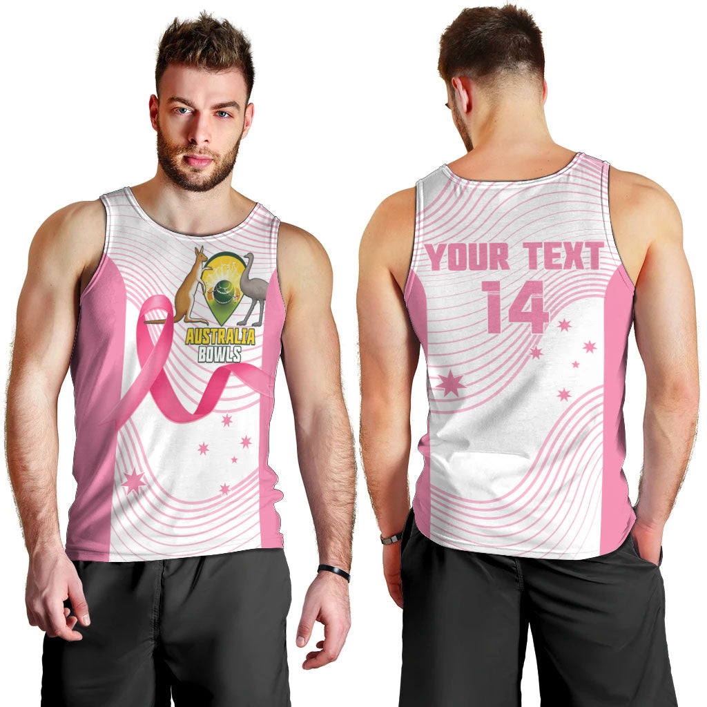 Custom Bowls Australia Breast Cancer Men Tank Top Pink Ribbon Curve Sporty