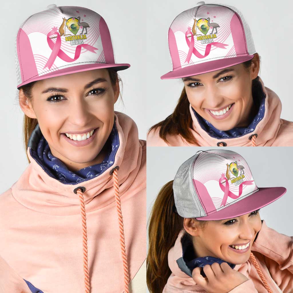 Bowls Australia Breast Cancer Mesh Trucker Cap Pink Ribbon Curve Sporty