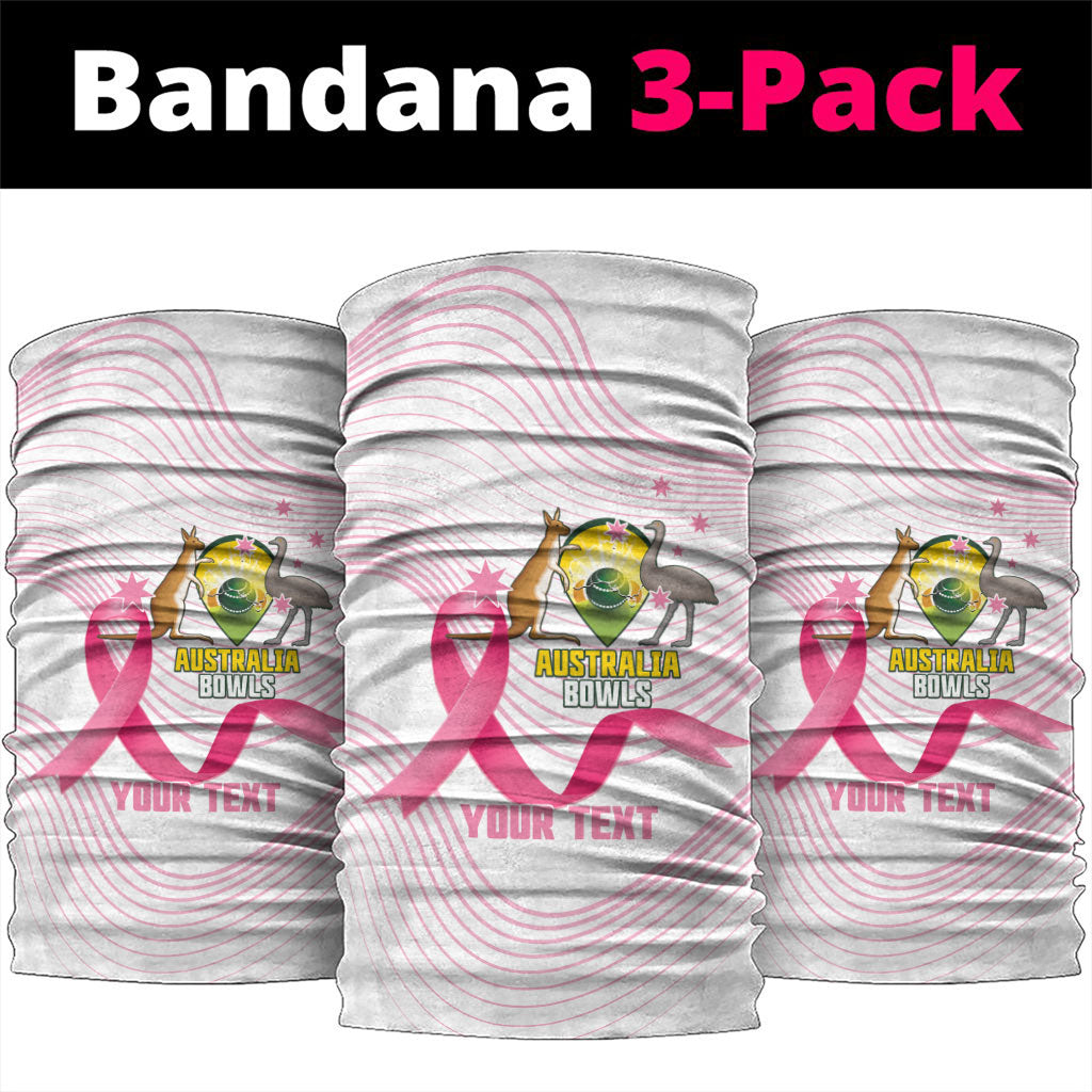 Custom Bowls Australia Breast Cancer Neck Gaiter Pink Ribbon Curve Sporty