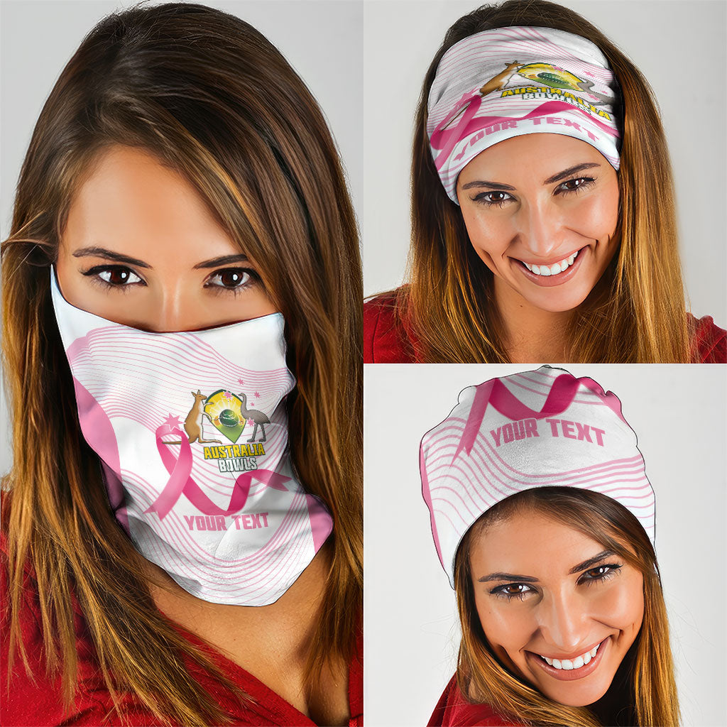 Custom Bowls Australia Breast Cancer Neck Gaiter Pink Ribbon Curve Sporty