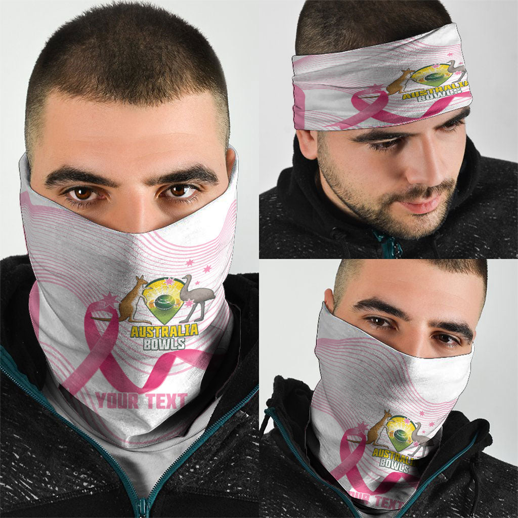 Custom Bowls Australia Breast Cancer Neck Gaiter Pink Ribbon Curve Sporty