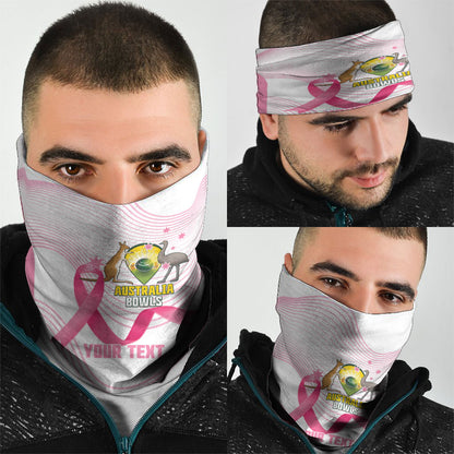 Custom Bowls Australia Breast Cancer Neck Gaiter Pink Ribbon Curve Sporty