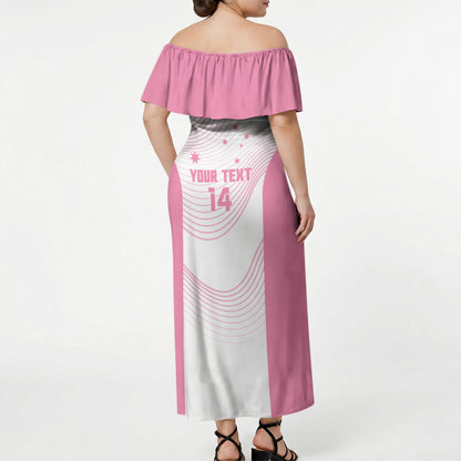 Custom Bowls Australia Breast Cancer Off Shoulder Maxi Dress Pink Ribbon Curve Sporty